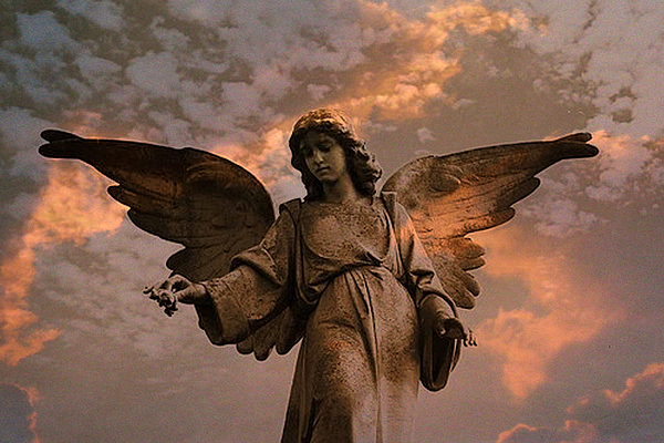 Heavenly Spiritual Angel Wings Sunset Sky Jigsaw Puzzle