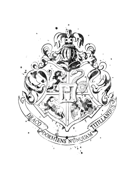 Hogwarts Crest Black And White T-Shirt For Sale By Monn Print