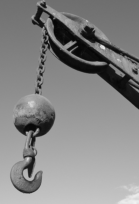 Crane Hook Ball Gray Background Stock Image - Image of hoisting