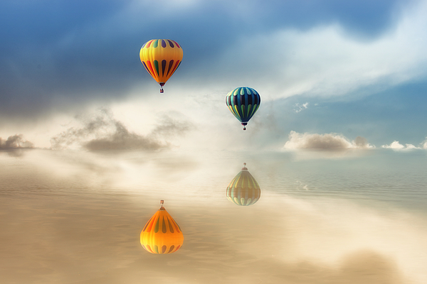 Tracie Schiebel - Hot Air Balloons Water Reflections