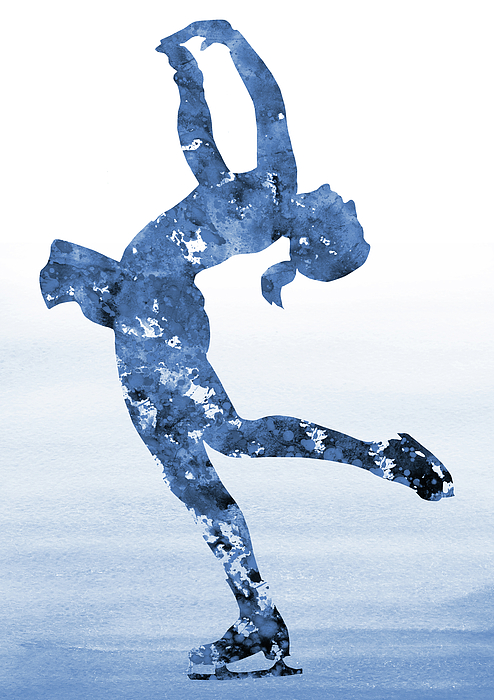 Ice Skating Girl-blue Sticker by Erzebet S - Pixels