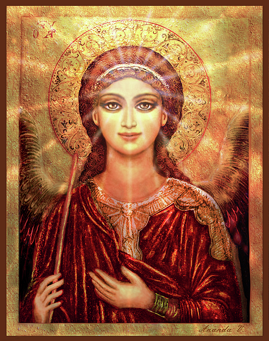 Ananda Vdovic - Icon Angel in Red with Light