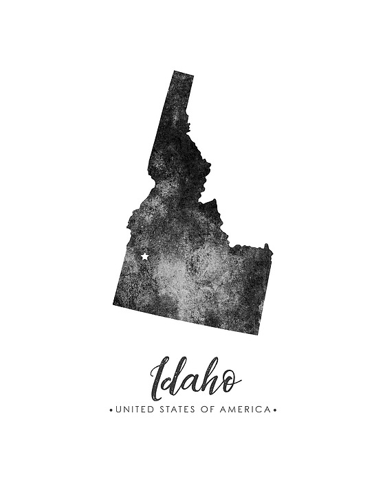 Idaho State Map Art - Grunge Silhouette Mixed Media