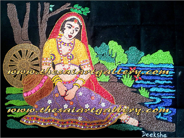 Indian Traditional Woman sitting by the Riverside Tote Bag