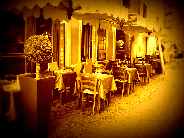 Italian Cafe In Golden Sepia Photograph