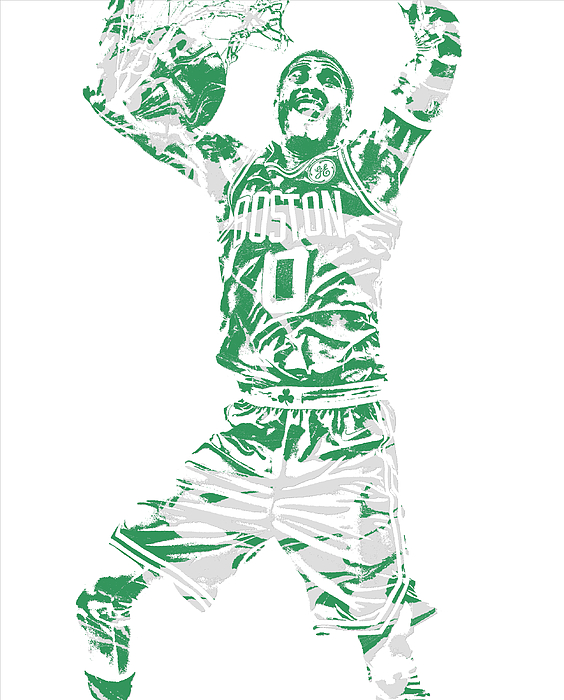 Jayson Tatum Boston Celtics Pixel Art 11 Greeting Card by Joe Hamilton