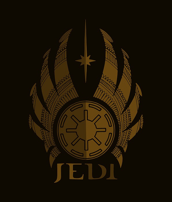 Jedi Symbol - Star Wars Art, Brown Mixed Media