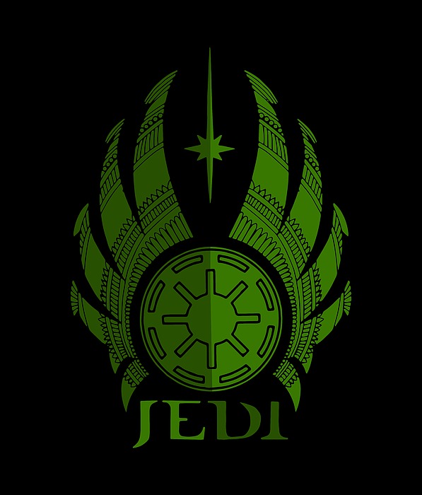 Jedi Symbol - Star Wars Art, Green Mixed Media