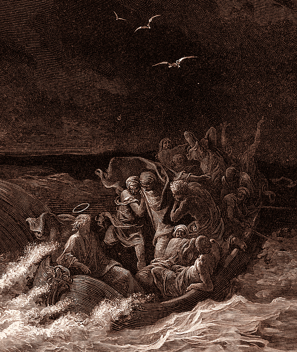 Jesus calms the storm Beach Towel by Gustave Dore | Pixels
