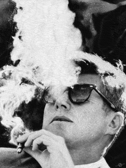 Tony Rubino - John F Kennedy Cigar and Sunglasses Black And White