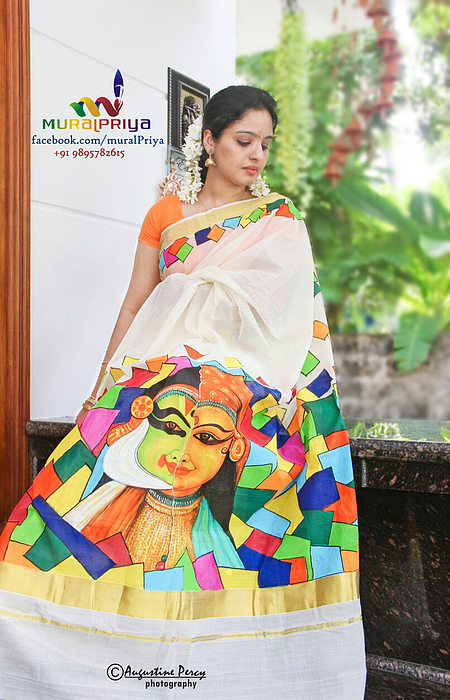 Cream With Floral Designer Kerala Saree. | Jolly Silks - The Destination Of  Silks | Online shopping site - Jolly Silks