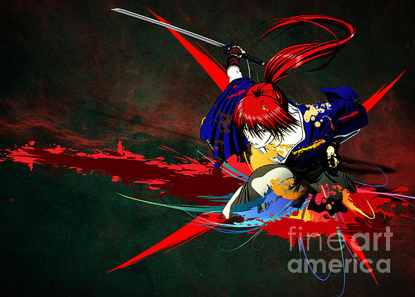 Rurouni Kenshin Samurai X' Poster, picture, metal print, paint by  Silhouette Anime Art