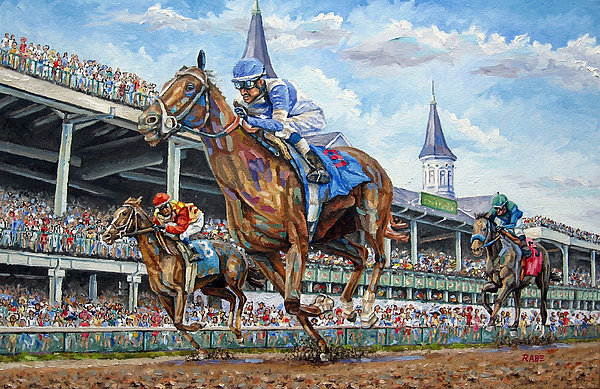 Kentucky Derby - Horse Racing Art Beach Towel for Sale by Mike Rabe