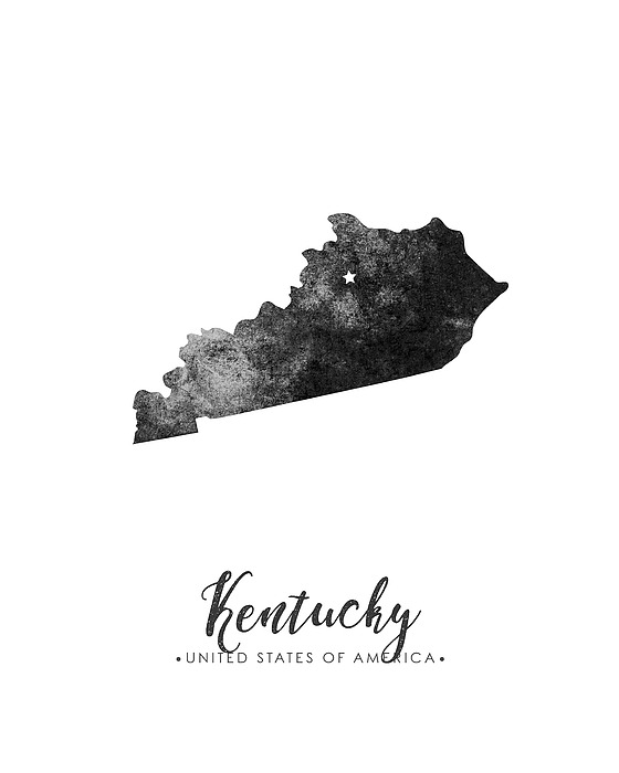 Kentucky State Map Art - Grunge Silhouette Mixed Media