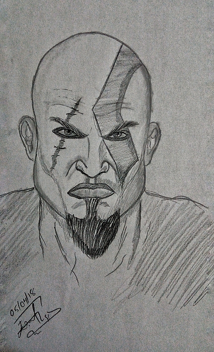 started to draw Kratos with graphite pencils on A4 paper : r/GodofWar