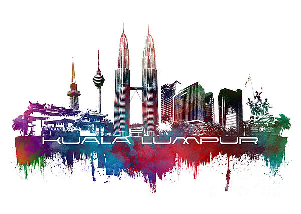 Kuala Lumpur Skyline City Blue Digital Art