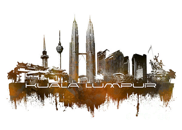 Kuala Lumpur Skyline City Brown Digital Art