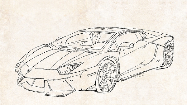 Lamborghini Aventador Drawing Greeting Card for Sale by Mohammad Albedwawi