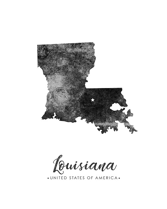 Louisiana State Map Art - Grunge Silhouette Mixed Media
