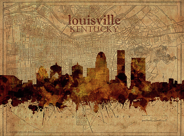 Louisville Kentucky City Map 8 Framed Print by Bekim M - Fine Art America