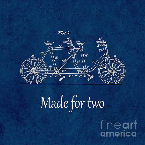Made for two, tandem patent - blue Greeting Card by Delphimages Photo  Creations