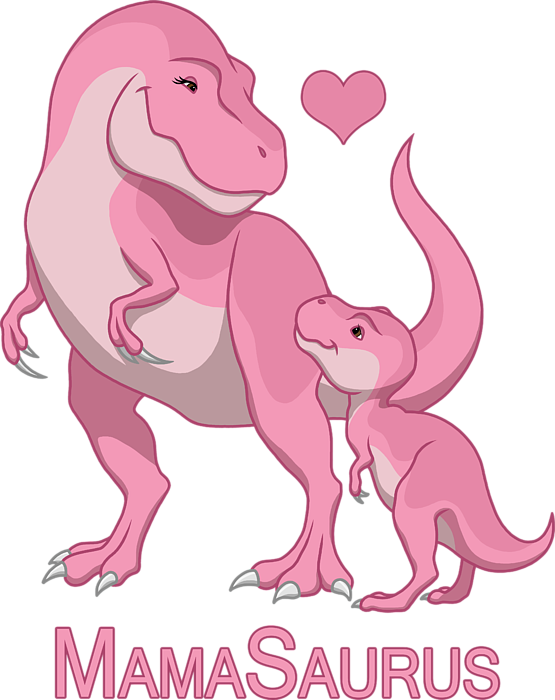MamaSaurus Tyrannosaurus Rex and Baby Girl Dinosaurs Adult Pull