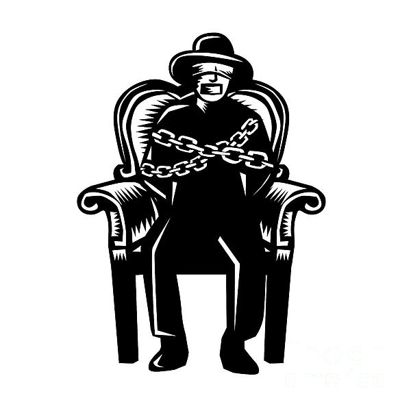 Man Gagged Chained to Grand Arm Chair Woodcut Tote Bag by Aloysius  Patrimonio - Fine Art America