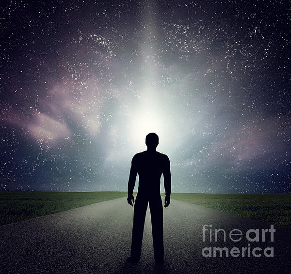 Man standing on the road looking at stars, sky, universe Beach Towel by Michal  Bednarek - Fine Art America