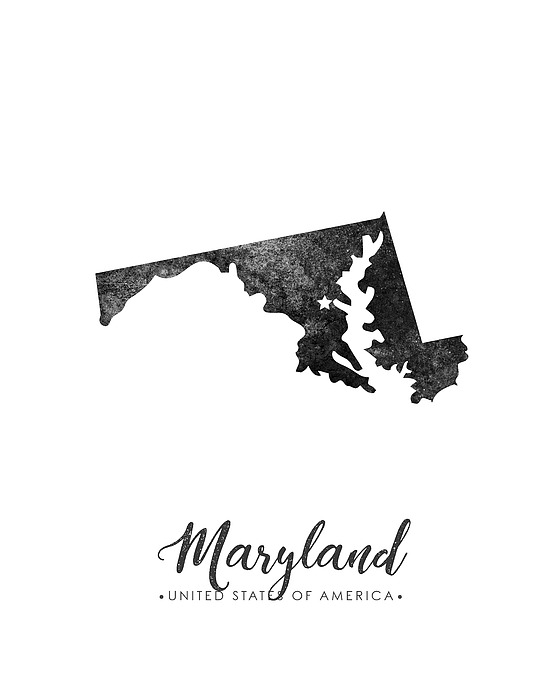 Maryland State Map Art - Grunge Silhouette Mixed Media