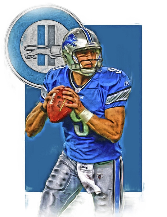 Matthew Stafford Detroit Lions Oil Art Throw Pillow by Joe