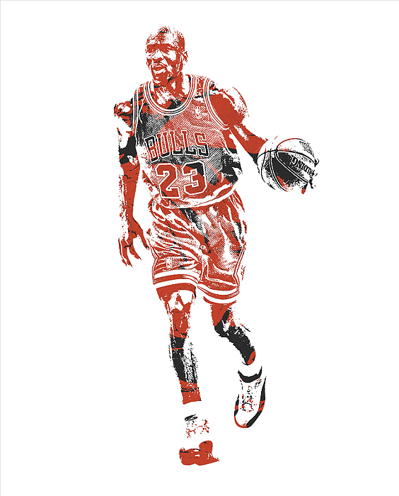 Michael Jordan Chicago Bulls Vintage Basketball Player Watercolor Portrait  on Worn Distressed Canvas Kids T-Shirt by Design Turnpike - Pixels