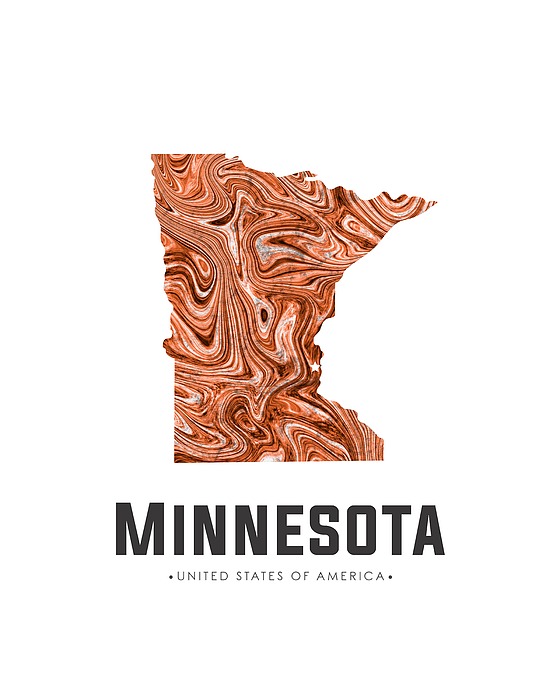Minnesota Map Art Abstract In Brown Mixed Media