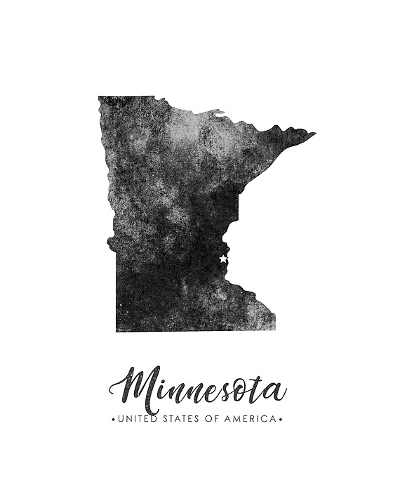 Minnesota State Map Art - Grunge Silhouette Mixed Media