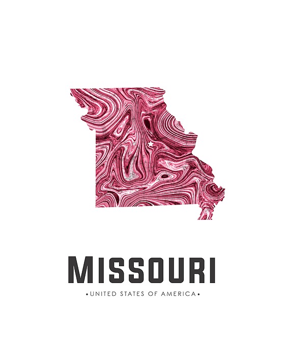 Missouri Map Art Abstract In Purple Mixed Media