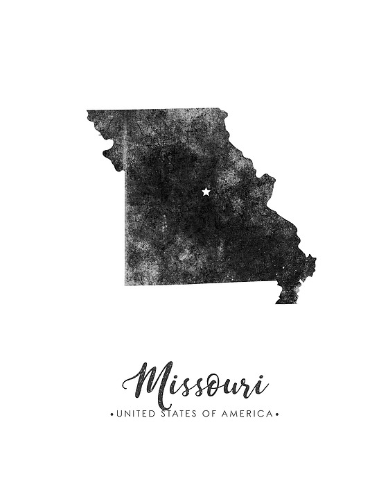 Missouri State Map Art - Grunge Silhouette Mixed Media