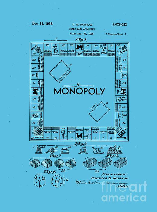 Monopoly Original Patent Art Drawing T-shirt Drawing
