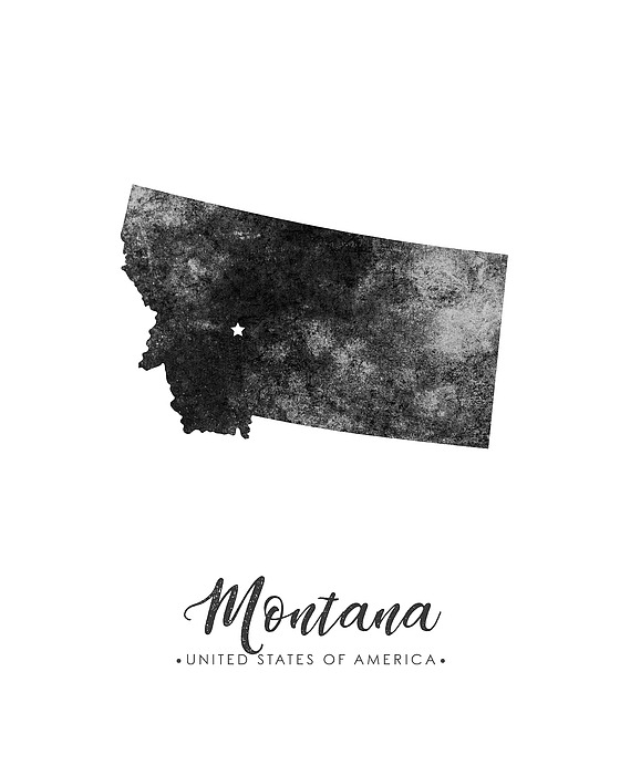 Montana State Map Art - Grunge Silhouette Mixed Media