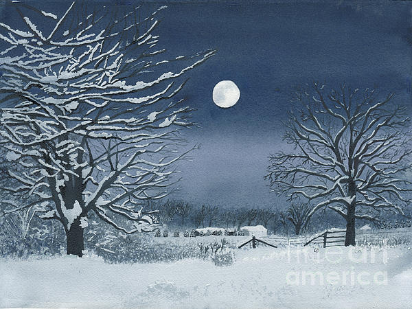 Conni Schaftenaar - Moonlit Snowy Scene on the Farm