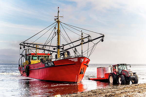 The Red Fishing Boat Hand Towel