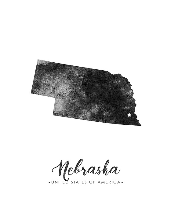 Nebraska State Map Art - Grunge Silhouette Mixed Media