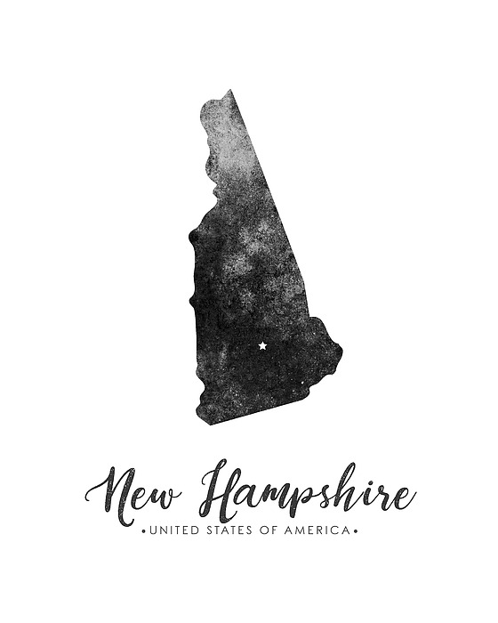 New Hampshire State Map Art - Grunge Silhouette Mixed Media