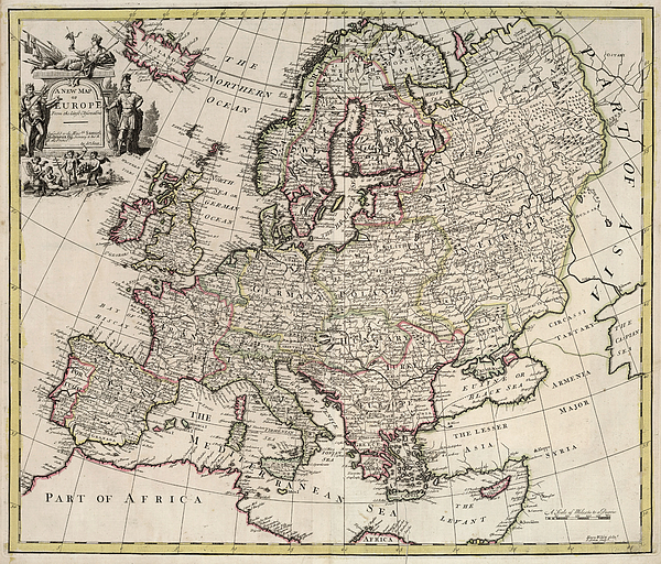 New Map of Europe Greeting Card by John Senex