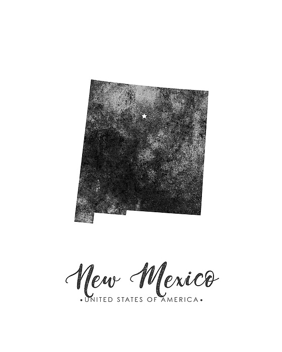 New Mexico State Map Art - Grunge Silhouette Mixed Media