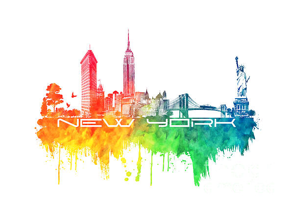 New York City Skyline Color Digital Art