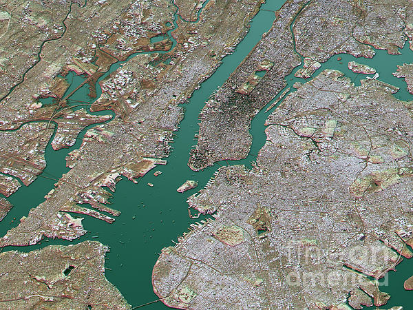 New York City Limits Map New York City Topographic Map 3D Landscape View Natural Color Puzzle By  Frank Ramspott | Fine Art America