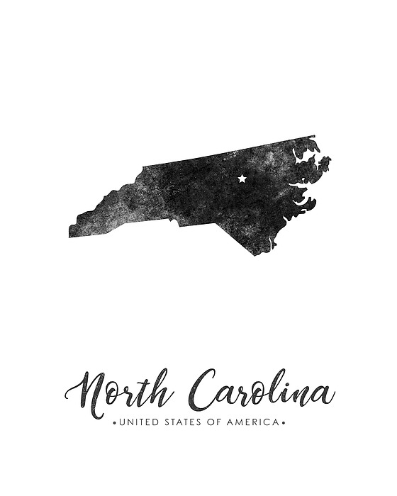 North Carolina State Map Art - Grunge Silhouette Mixed Media