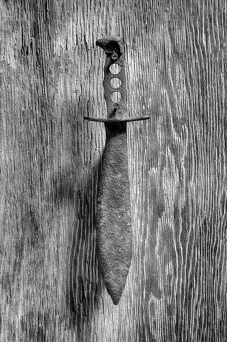 Not A Bowie Knife On Plywood 75 In Bw Photograph