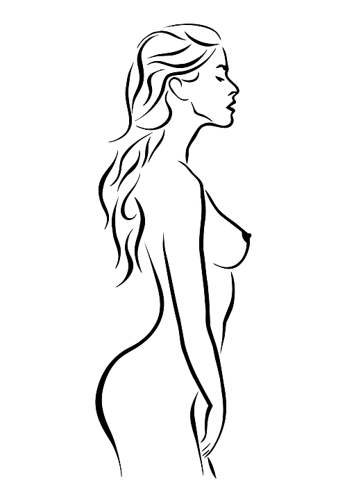 Nude Woman Profile Illustration Digital Art