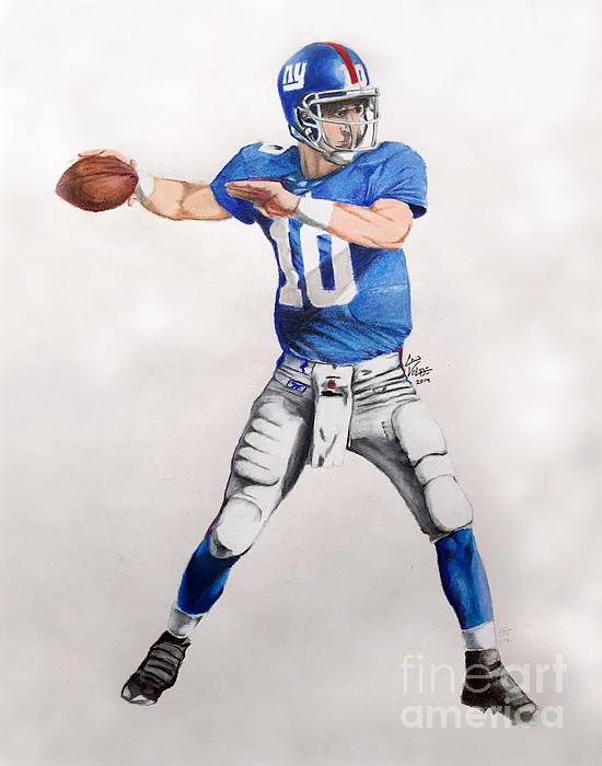 NY GIANTS - Eli Manning Greeting Card by Chris Volpe