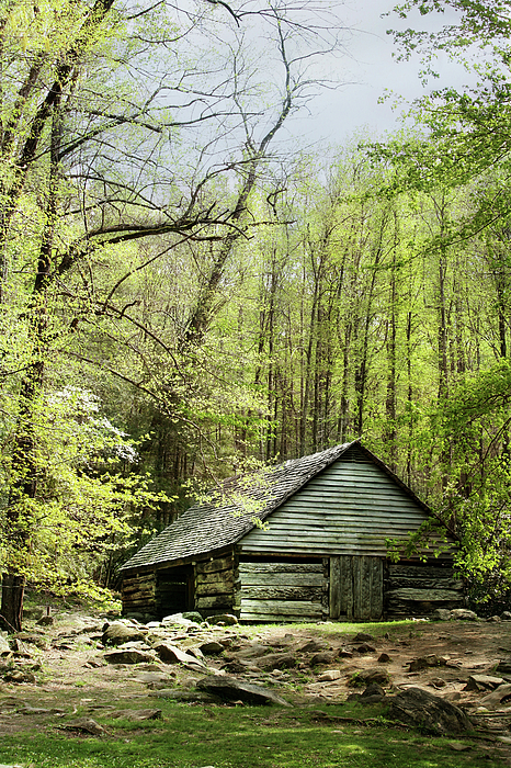 Old Log Cabin Smoky Mountains Tennessee Bath Towel For Sale By